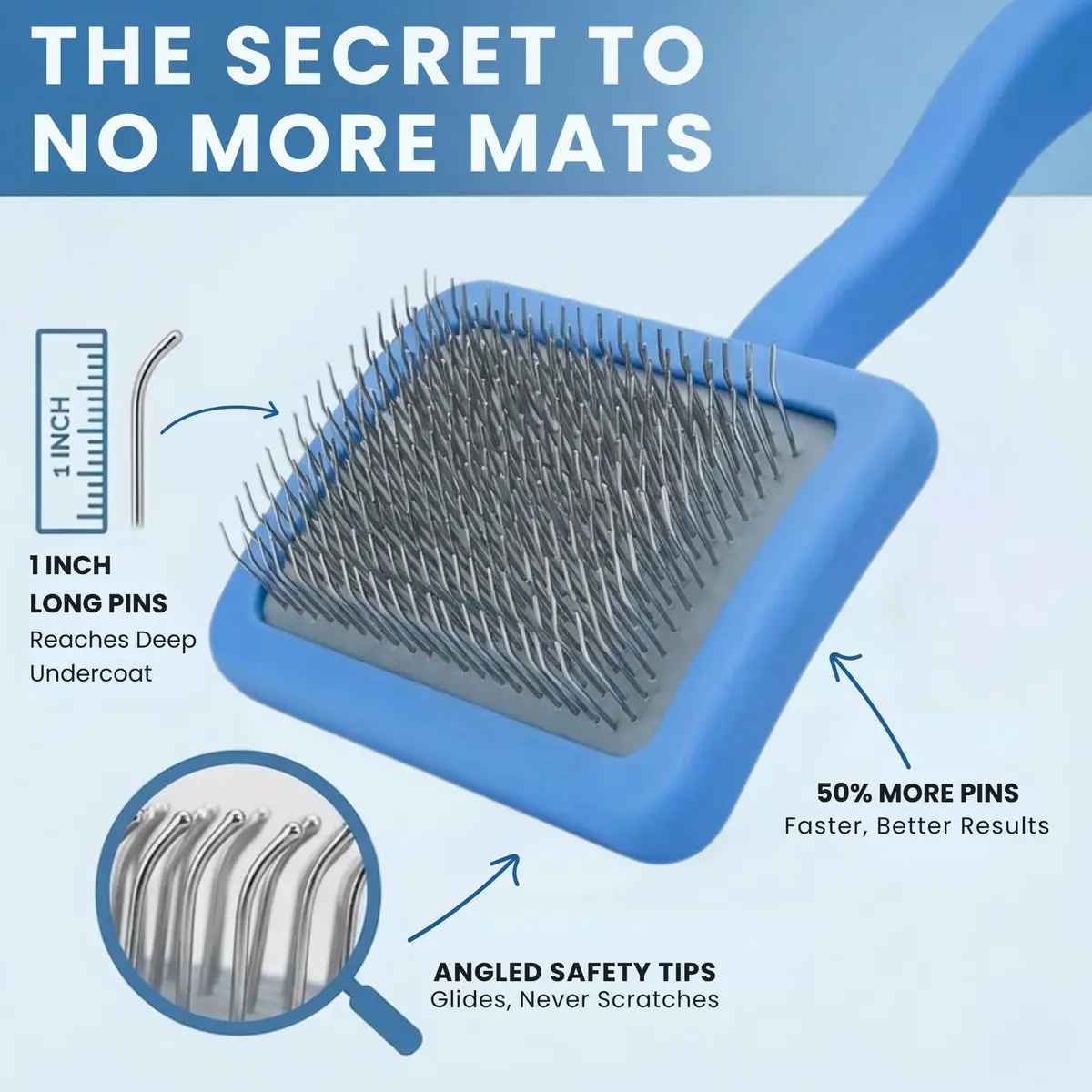 We Love Doodles Slicker Brush for Dogs, Large | Detangles & Removes Mats, Curly Coat, Blue - view 3