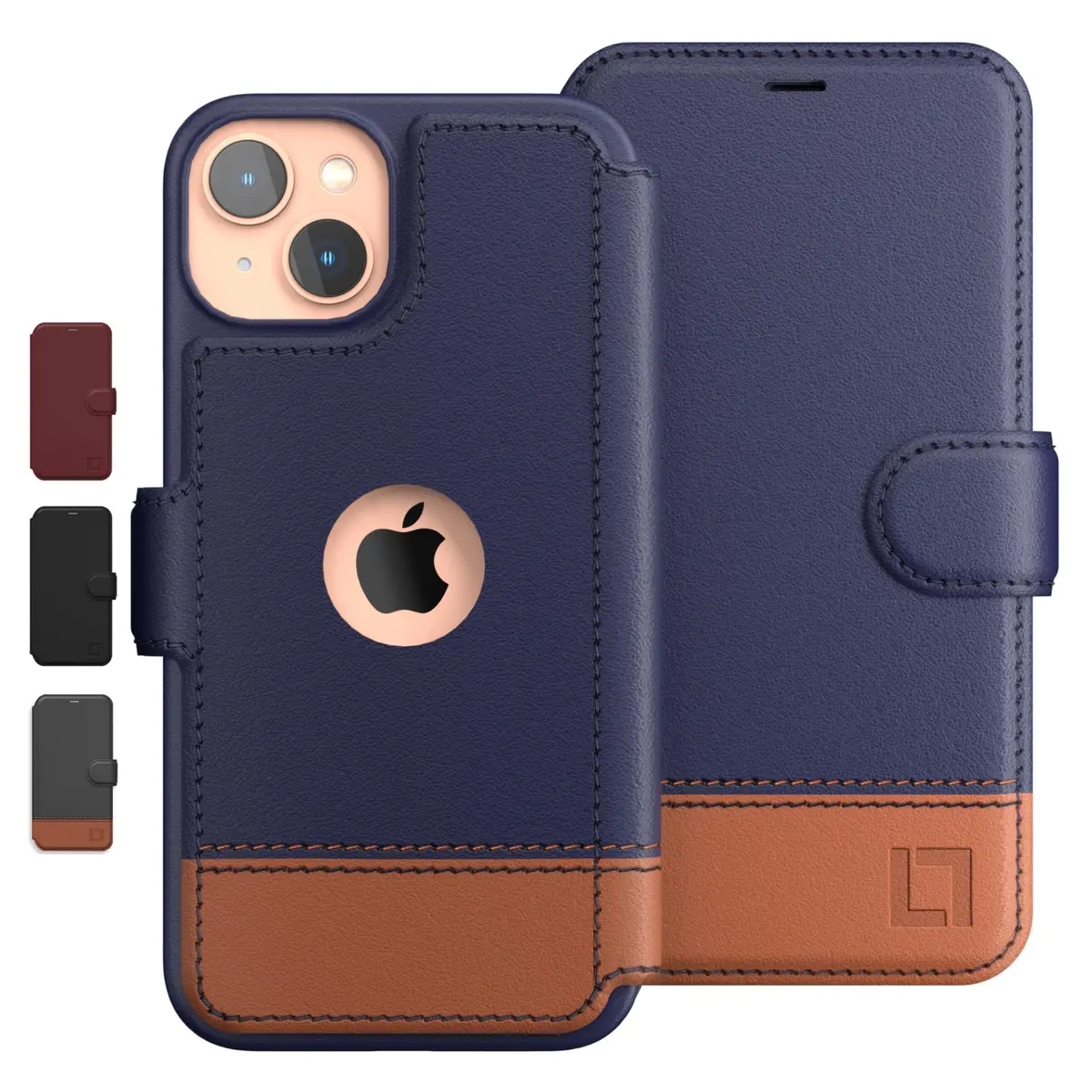 LUPA Legacy Wallet Case for iPhone 13 Mini | Slim Durable Faux Leather Folio Cover - main product image
