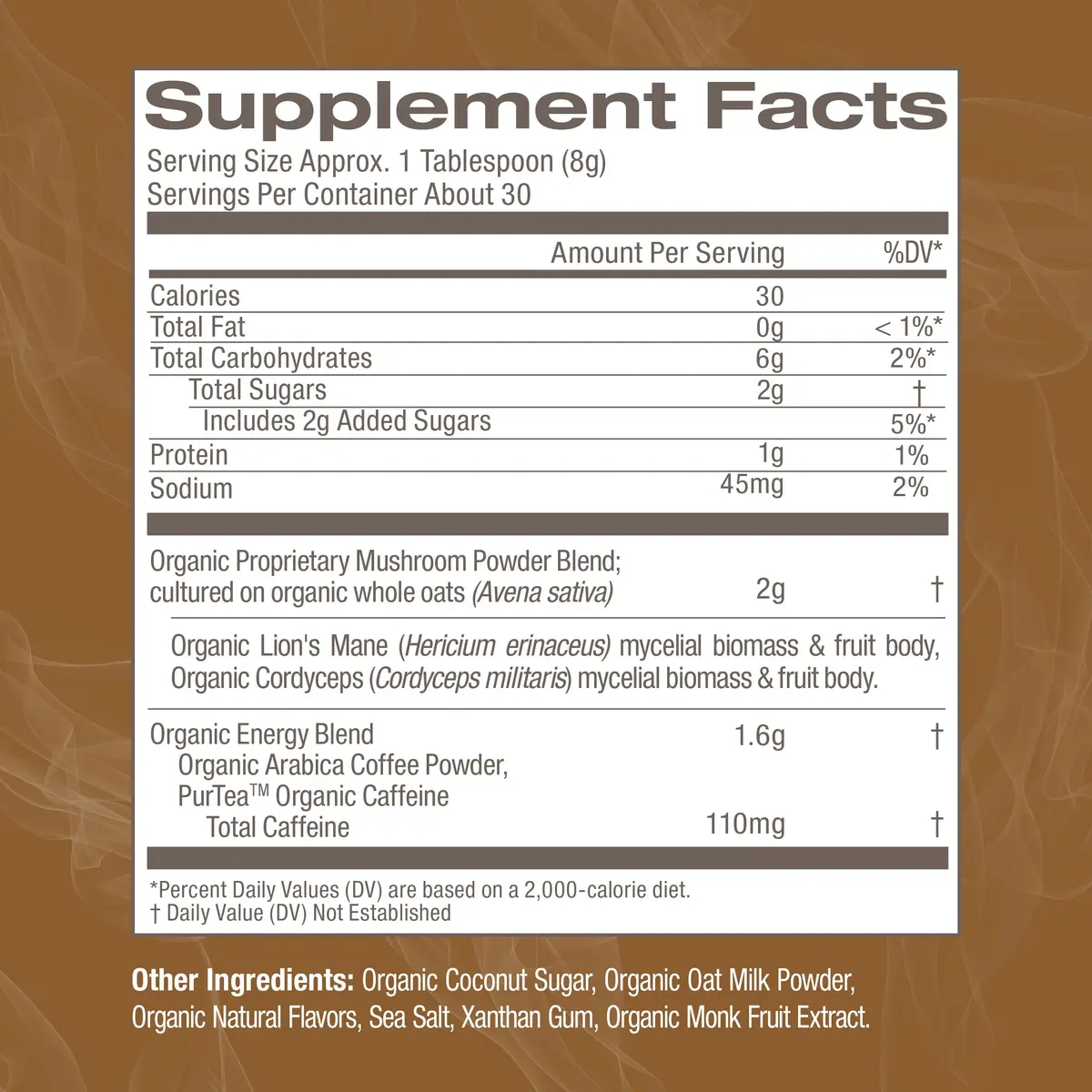 OM MUSHROOM SUPERFOOD Coffee Latte Blend 8.47 oz | Functional Mushroom Powder with Lion’s Mane & Cordyceps for Energy & Focus - view 3