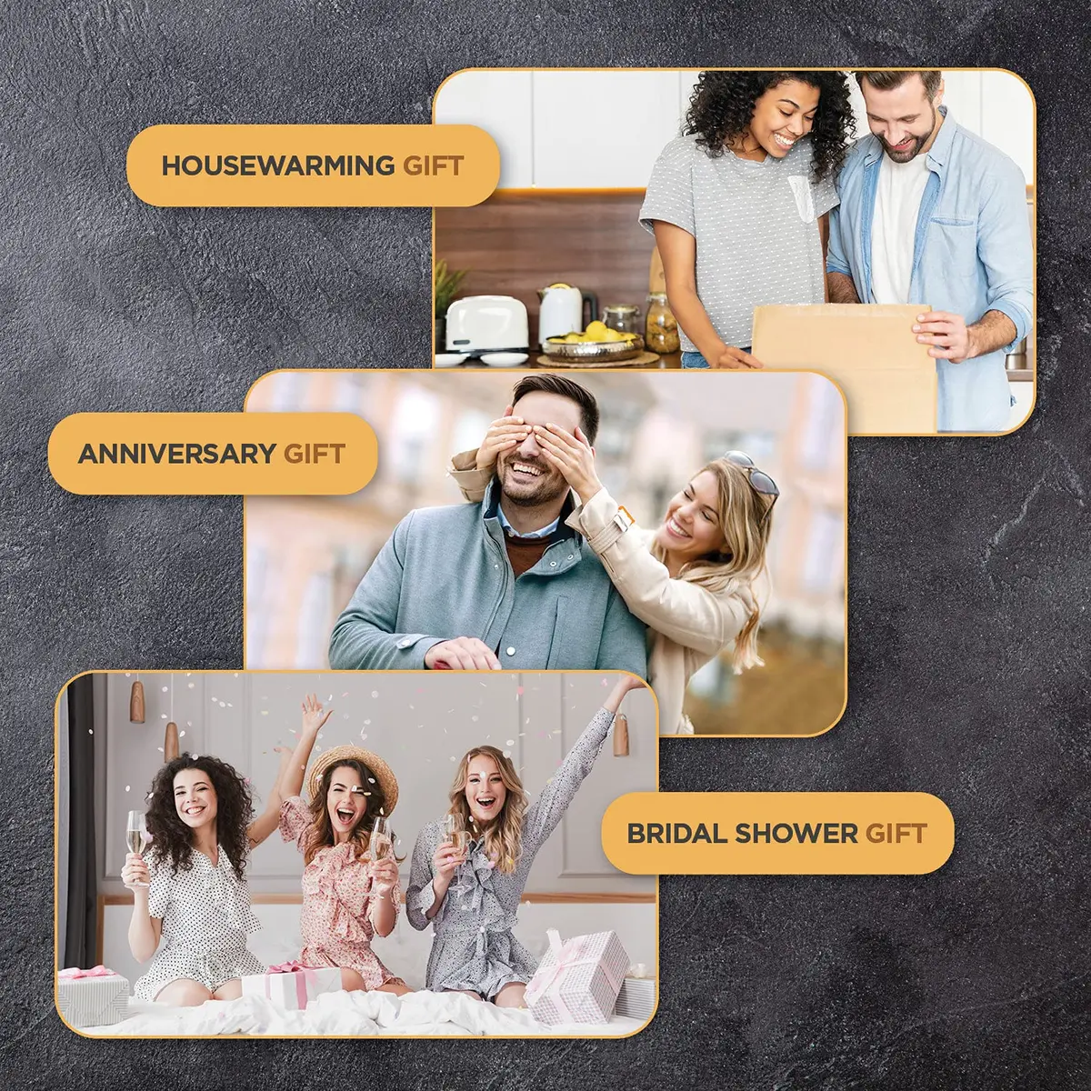Bambüsi Personalized Charcuterie Board 14.5" x 14" Bamboo & Stainless Steel | Engraved Wedding Gift - view 9