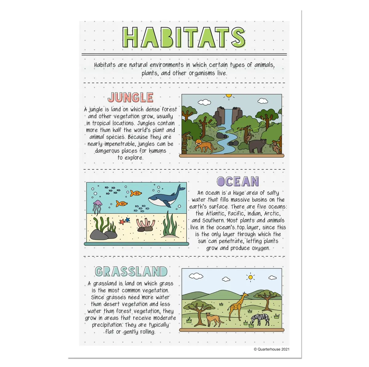 Quarterhouse Landforms and Habitats Classroom Posters Set | Educational Geography Wall Decor for K-2 Students - view 9