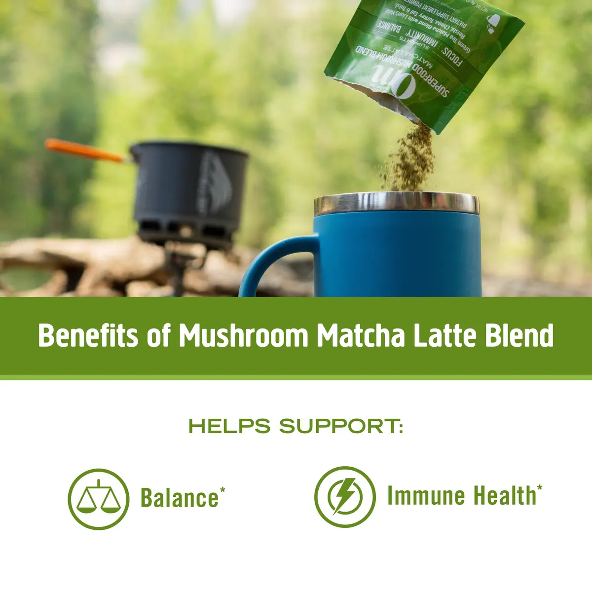 OM MUSHROOM SUPERFOOD Matcha Latte Blend – Green Tea Mushroom Powder with Lion’s Mane, Reishi, Chaga & Turkey Tail – 8.47 oz Canister (30 Servings) - view 6