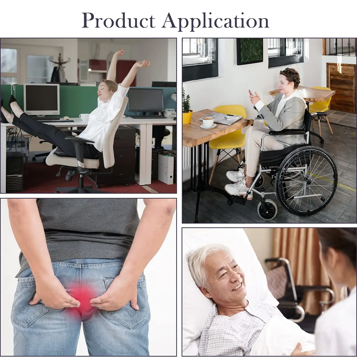 Namalu Inflatable Bed Sore Cushion for Pressure Sore Relief Tailbone Coccyx Cushion for Bedridden Elderly, Wheelchair Chair Pad (Black) | Breathable Nursing Pad - view 6