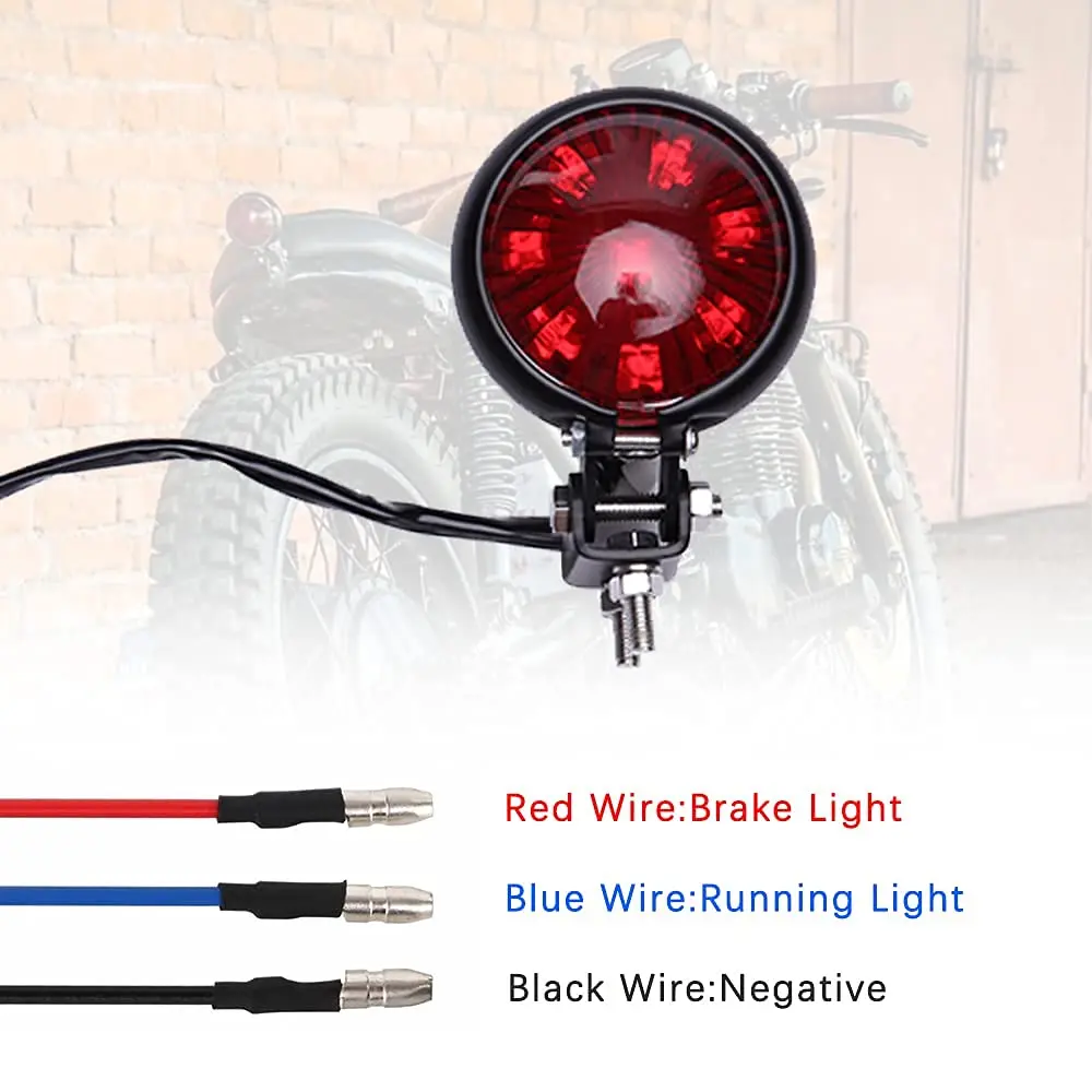 keepdsgn Bates Style LED Tail Light Red 12V | Universal Motorcycle Rear Lamp for Cafe Racer, Bobber, Chopper - view 5
