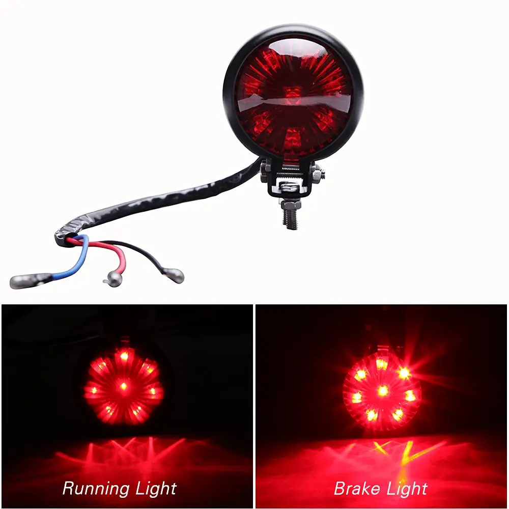 keepdsgn Bates Style LED Tail Light Red 12V | Universal Motorcycle Rear Lamp for Cafe Racer, Bobber, Chopper - view 3