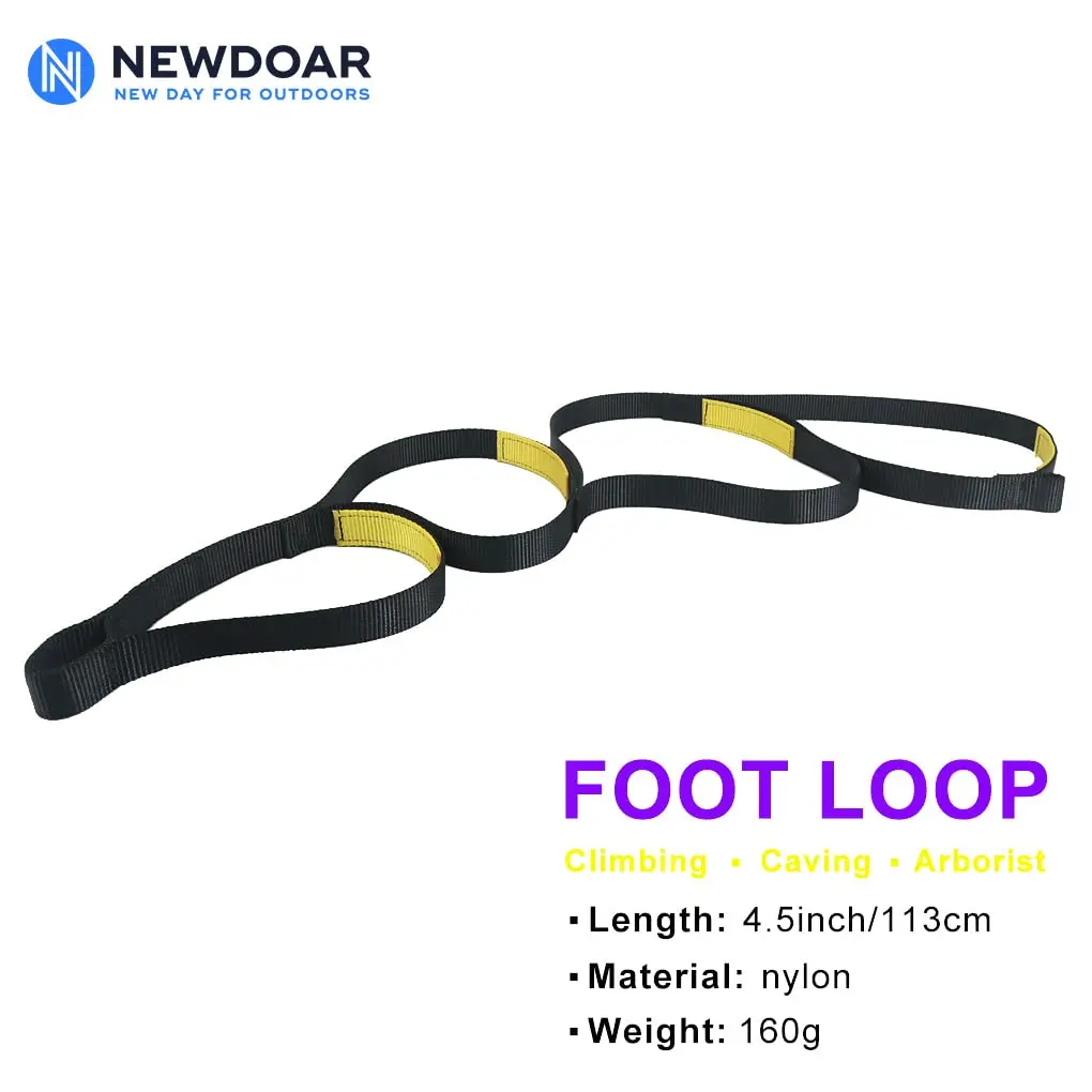 NewDoar Foot Ascender Loop for Climbing Tree Arborist Black Green | Adjustable Rope Climbing Aid - view 3