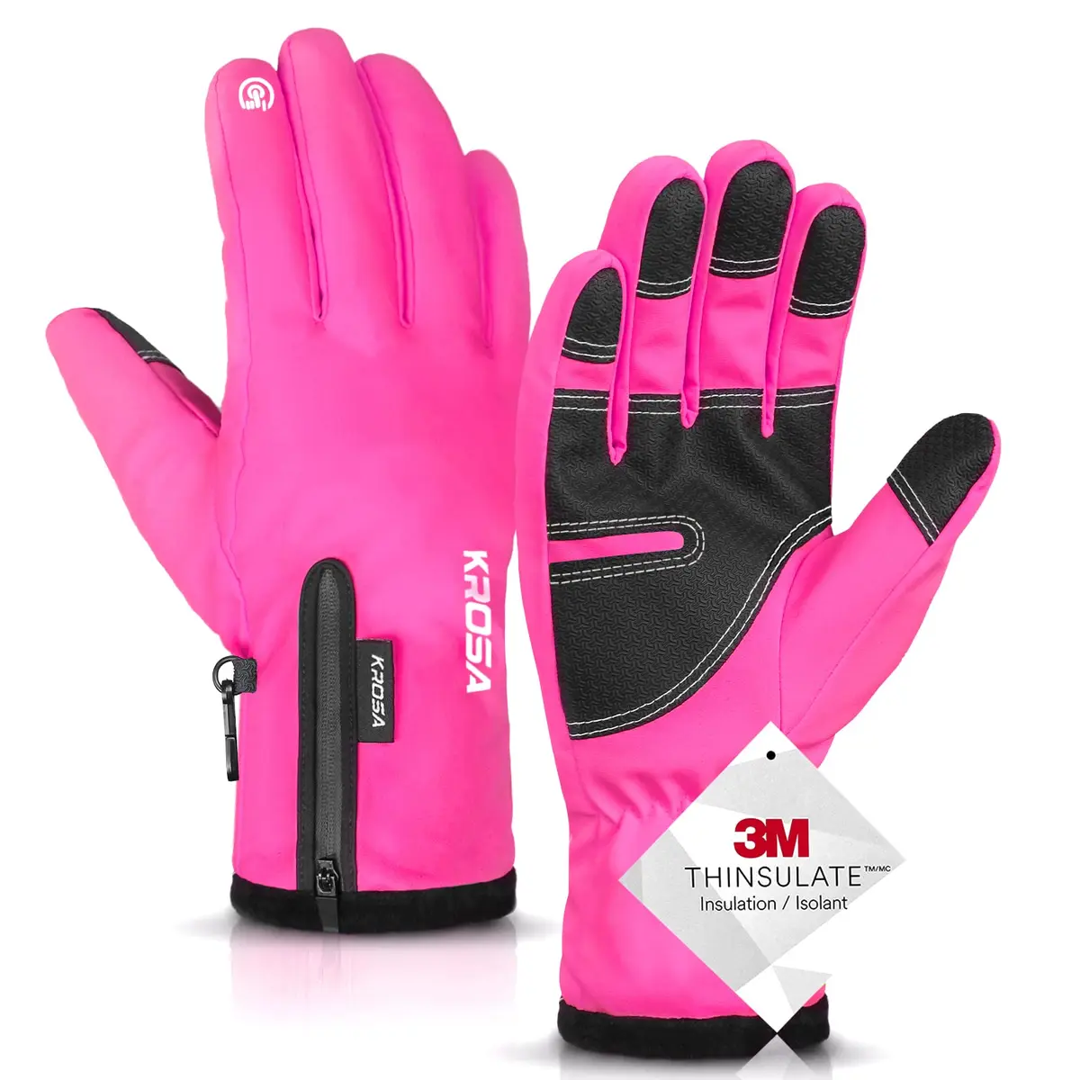 krosa -10℉ Winter Gloves for Men Women Made with 3M Thinsulate | Waterproof Ski Gloves for Cold Weather with 10 Touchscreen Fingers - main product image