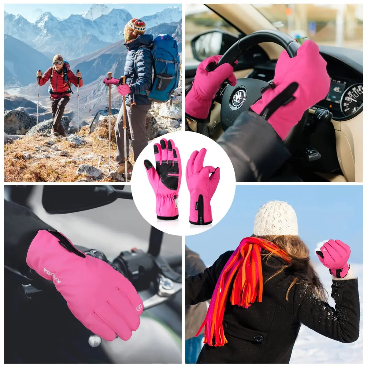 krosa -10℉ Winter Gloves for Men Women Made with 3M Thinsulate | Waterproof Ski Gloves for Cold Weather with 10 Touchscreen Fingers - view 6