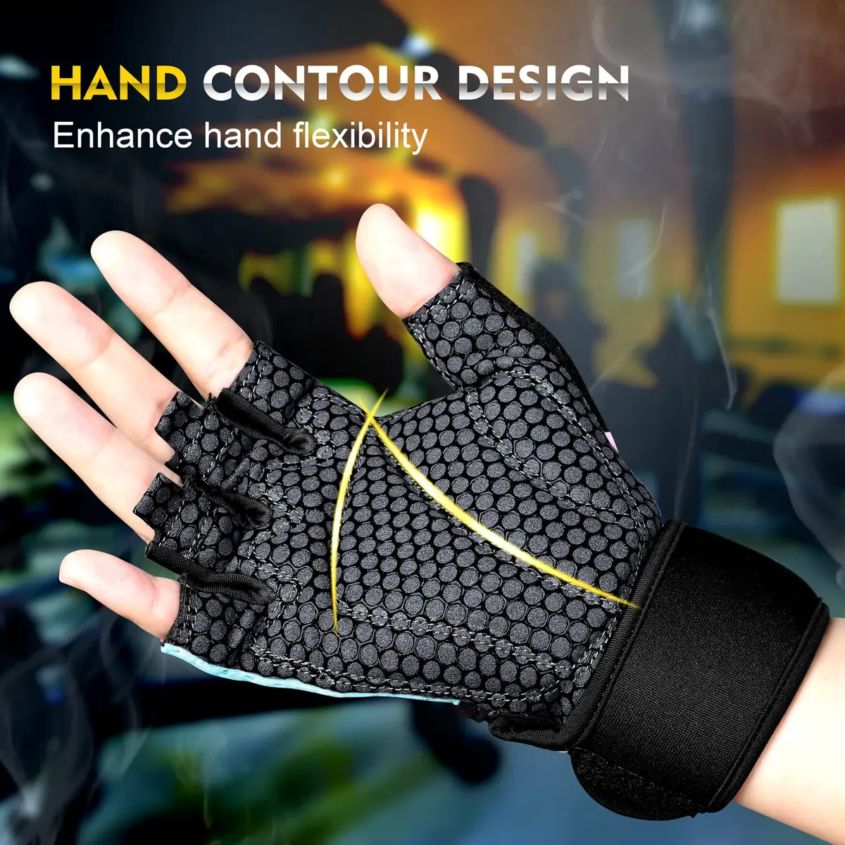 ihuan Breathable Weight Lifting Gloves Medium Green | Fingerless Workout Gym Gloves with Wrist Support & Extra Grip - view 4