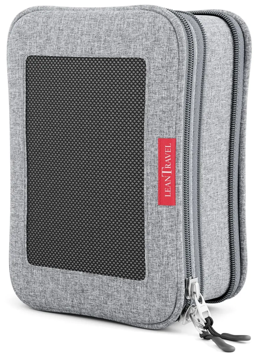LeanTravel Premium Compression Packing Cubes for Travel - Suitcase Organizer Bags with Double Zipper & Breathable Mesh Panel - Space Saving Carry On Luggage Essentials (1 Small Bag, Grey) - main product image