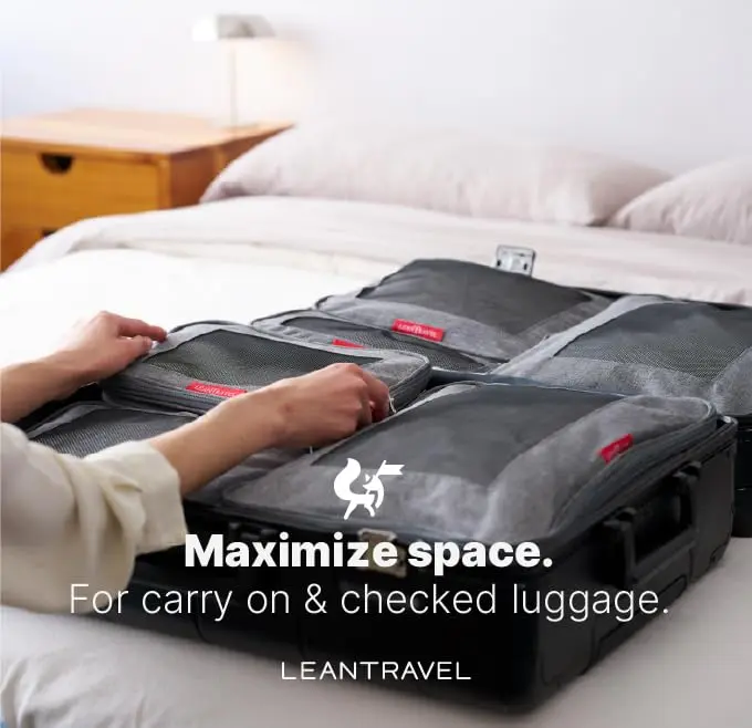 LeanTravel Premium Compression Packing Cubes for Travel - Suitcase Organizer Bags with Double Zipper & Breathable Mesh Panel - Space Saving Carry On Luggage Essentials (1 Small Bag, Grey) - view 7