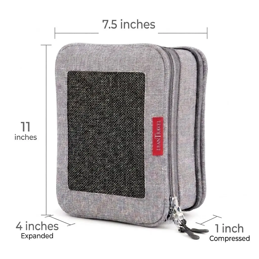 LeanTravel Premium Compression Packing Cubes for Travel - Suitcase Organizer Bags with Double Zipper & Breathable Mesh Panel - Space Saving Carry On Luggage Essentials (1 Small Bag, Grey) - view 5