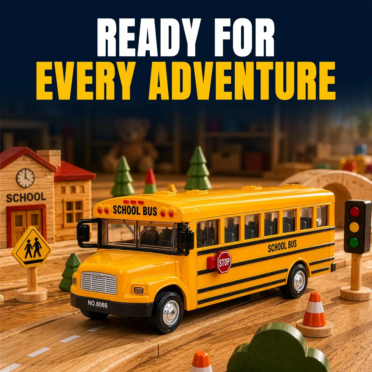 Liberty Imports Non-Riding Toy Vehicle 8" Diecast School Bus with Lights & Sounds | Realistic, Durable, Interactive Play - view 5