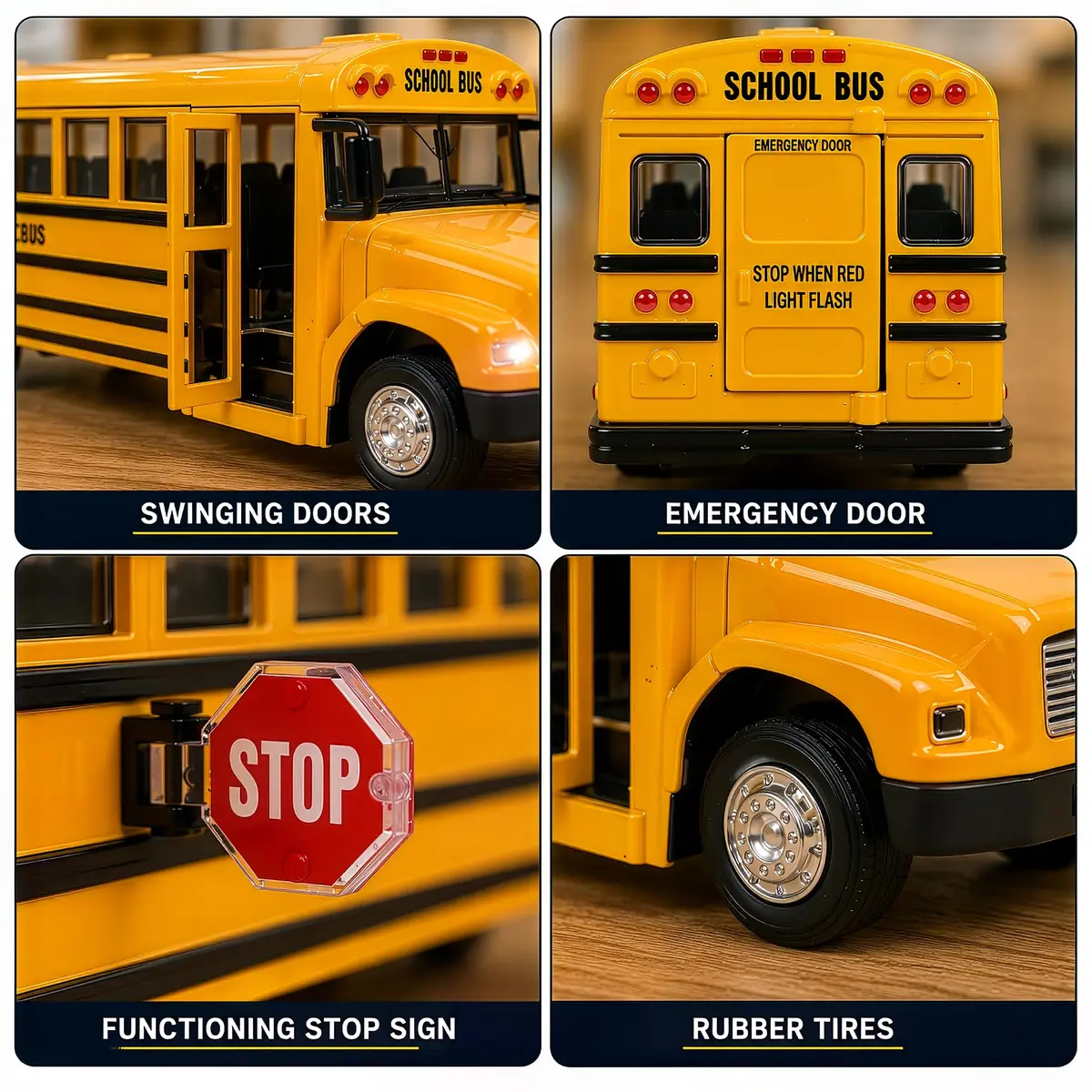 Liberty Imports Non-Riding Toy Vehicle 8" Diecast School Bus with Lights & Sounds | Realistic, Durable, Interactive Play - view 6