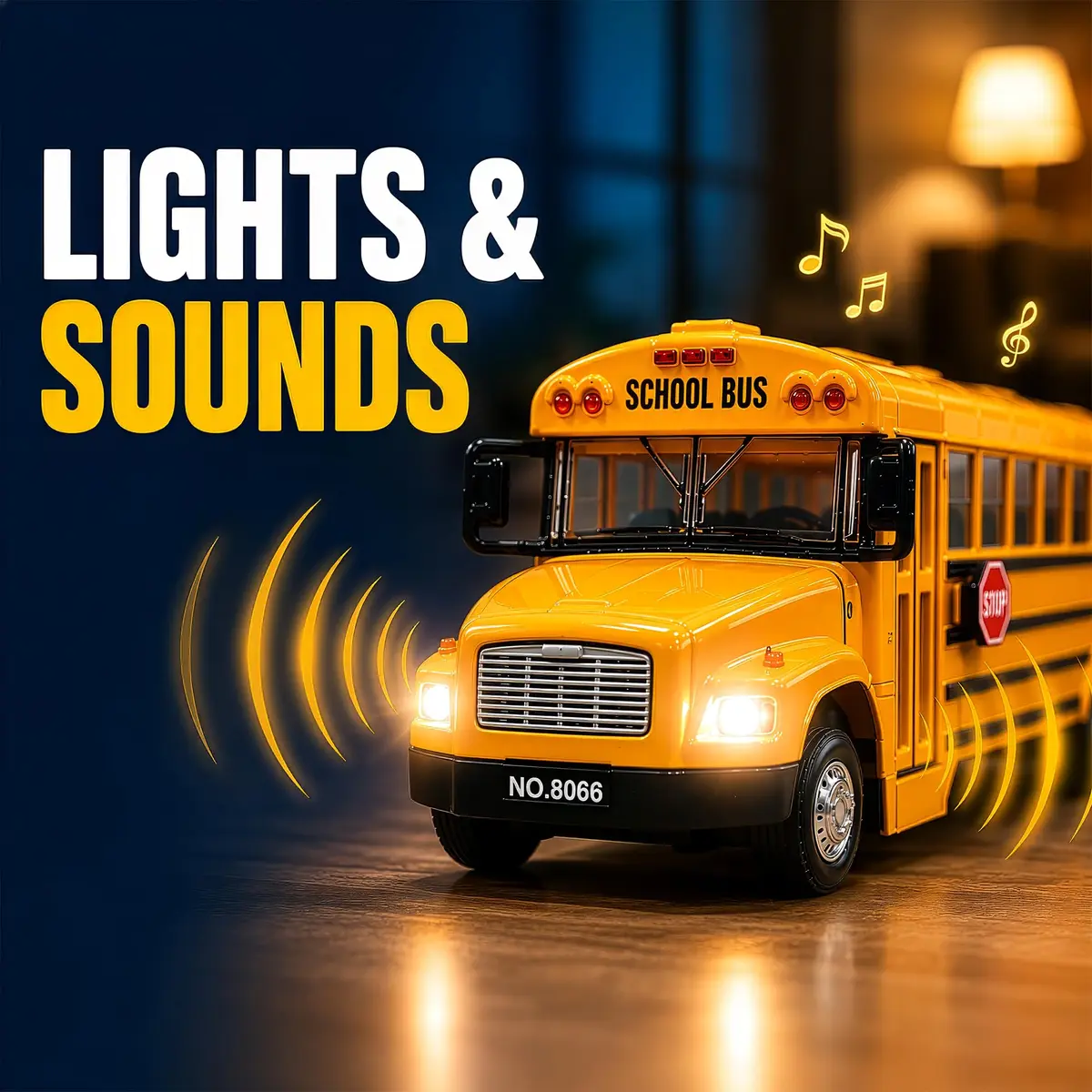 Liberty Imports Non-Riding Toy Vehicle 8" Diecast School Bus with Lights & Sounds | Realistic, Durable, Interactive Play - view 2