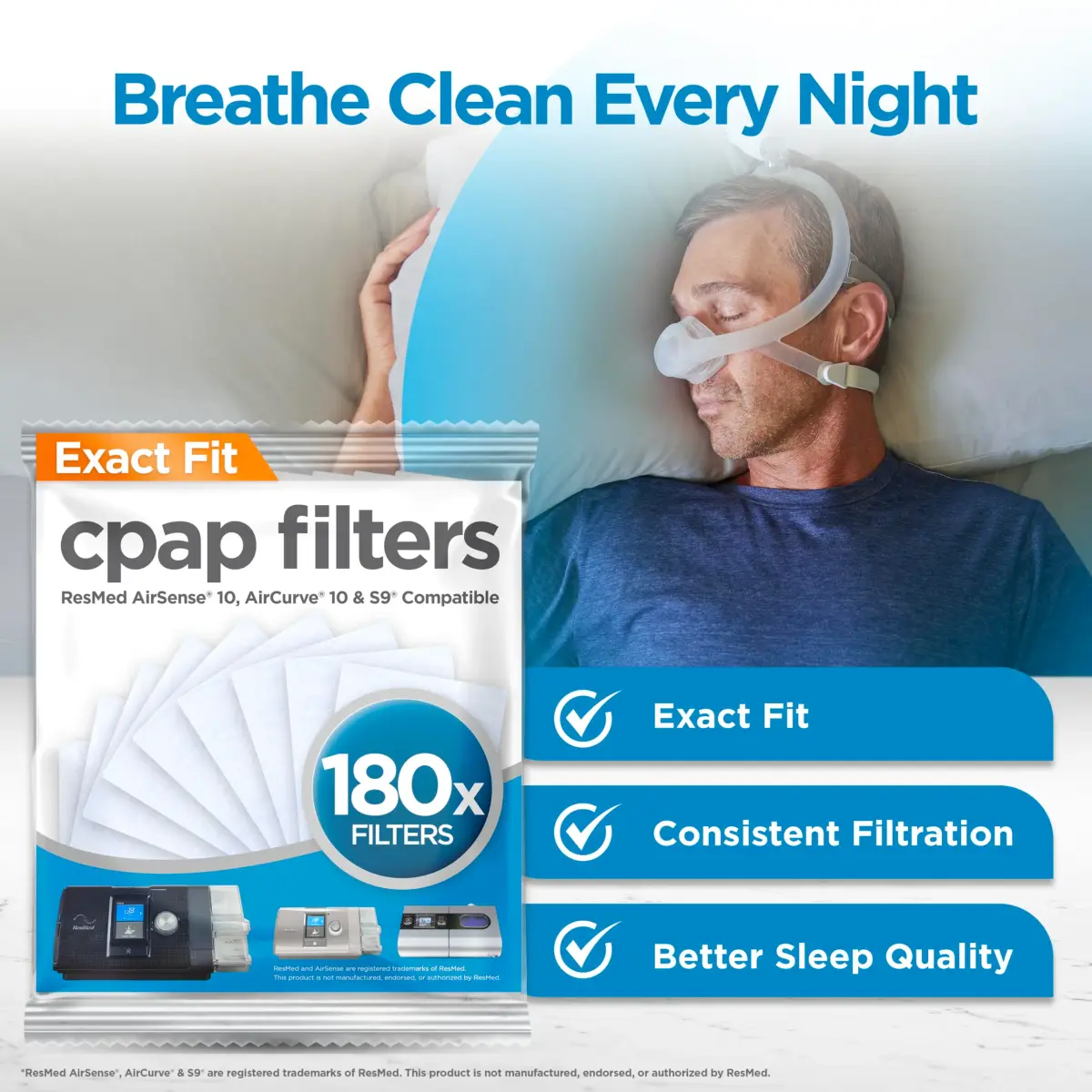 RespLabs CPAP Filters for ResMed AirSense 10 & AirCurve 10, 180 Count | 3+ Year Supply - view 6