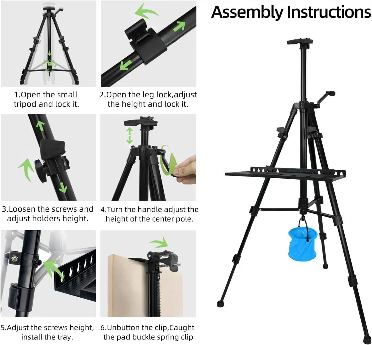 Newzealkids Black Adjustable Art Easel Stand 57cm-155cm (20"-61") | Lightweight Aluminum Tripod for Painting & Display - view 8
