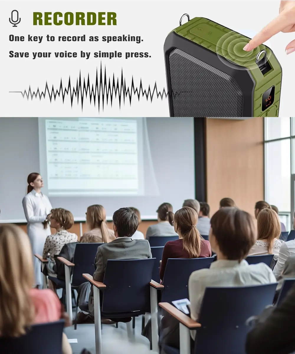 SHIDU Voice Amplifier for Teacher with Portable Microphone Waterproof | 18W Bluetooth PA System, 12H Battery, IPX5 Waterproof - view 6