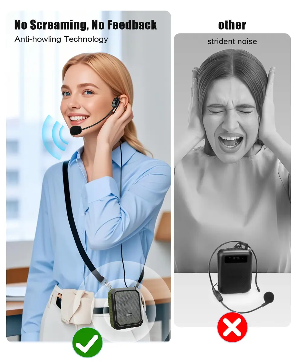 SHIDU Voice Amplifier for Teacher with Portable Microphone Waterproof | 18W Bluetooth PA System, 12H Battery, IPX5 Waterproof - view 3