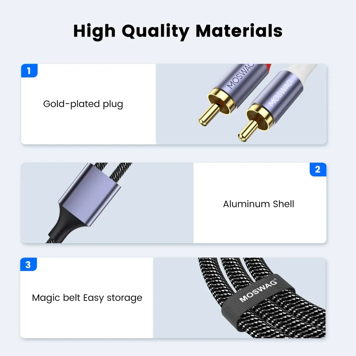 MOSWAG USB-C to 2RCA Audio Cable 3m (9.9ft) | Connects USB-C Devices to Speakers & Receivers - view 6