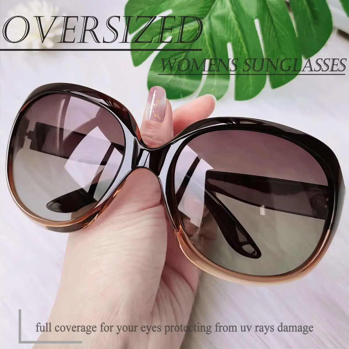 Joopin Oversized Butterfly Sunglasses - Gradient Brown/Brown Gradient - view 3
