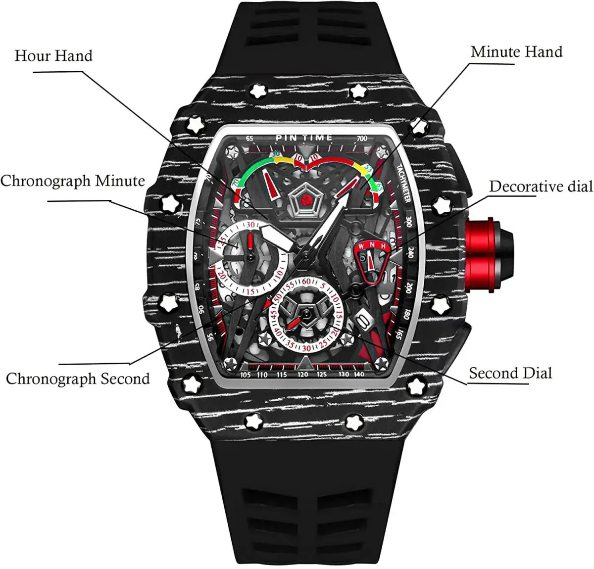 FANMIS Tonneau Square Watch for Men | 45mm Case, Japanese Quartz Movement, Water Resistant 30M - view 5