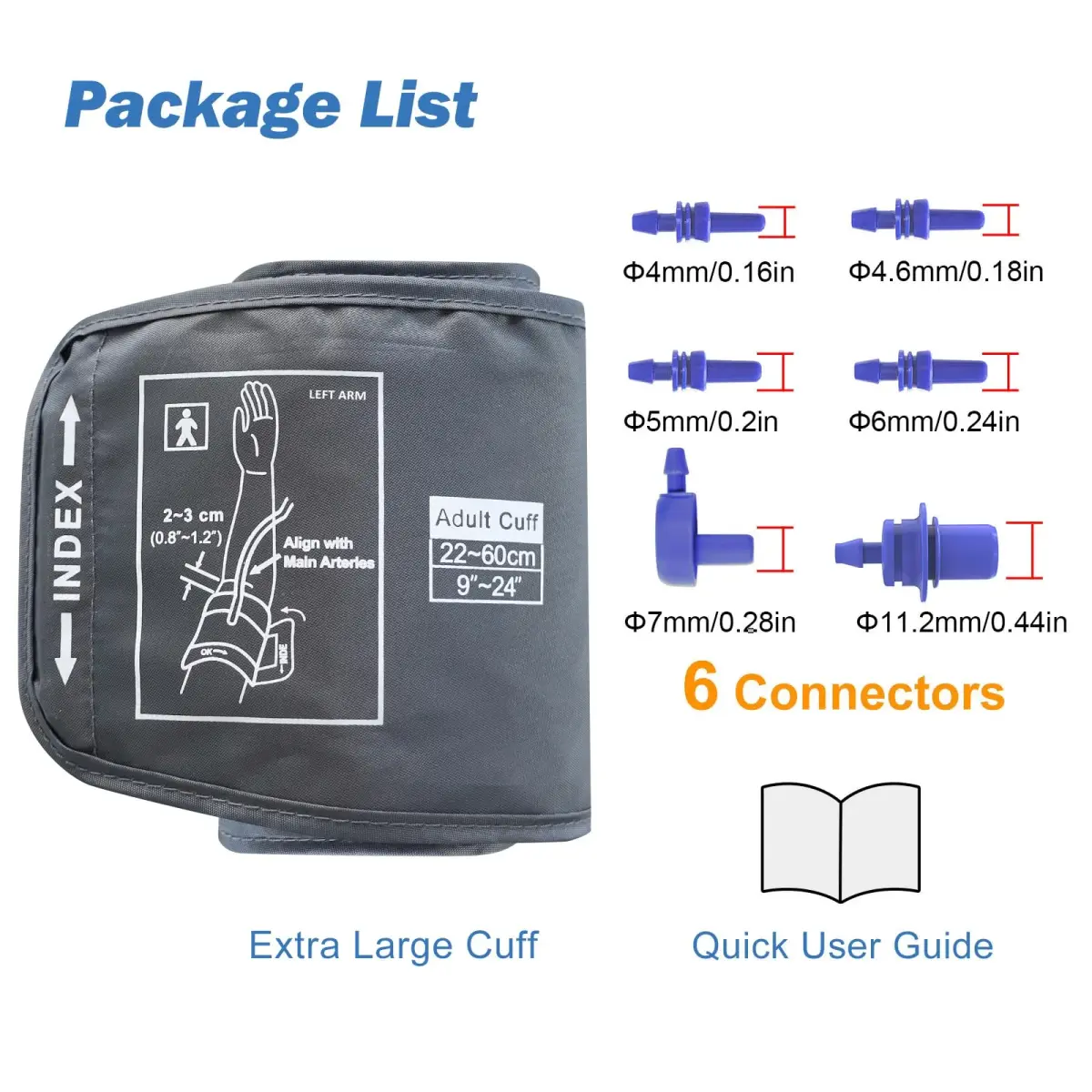 ELERA Extra Large Blood Pressure Cuff 22-60cm (9"-24") | Compatible XL Replacement Cuff with 6 Connectors - view 4