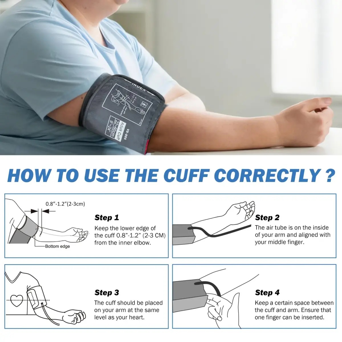 ELERA Extra Large Blood Pressure Cuff 22-60cm (9"-24") | Compatible XL Replacement Cuff with 6 Connectors - view 6
