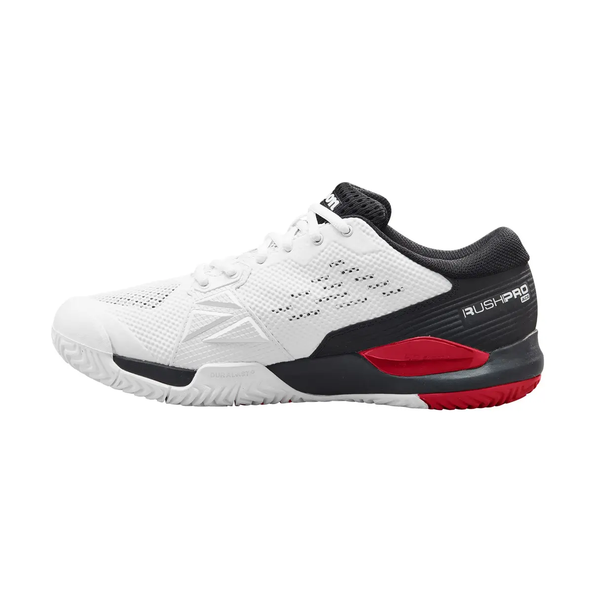 Wilson Rush Pro Ace Men's Tennis Shoe - White/Black/Poppy Red | All Court Stability & Comfort (70-120 chars) - view 6