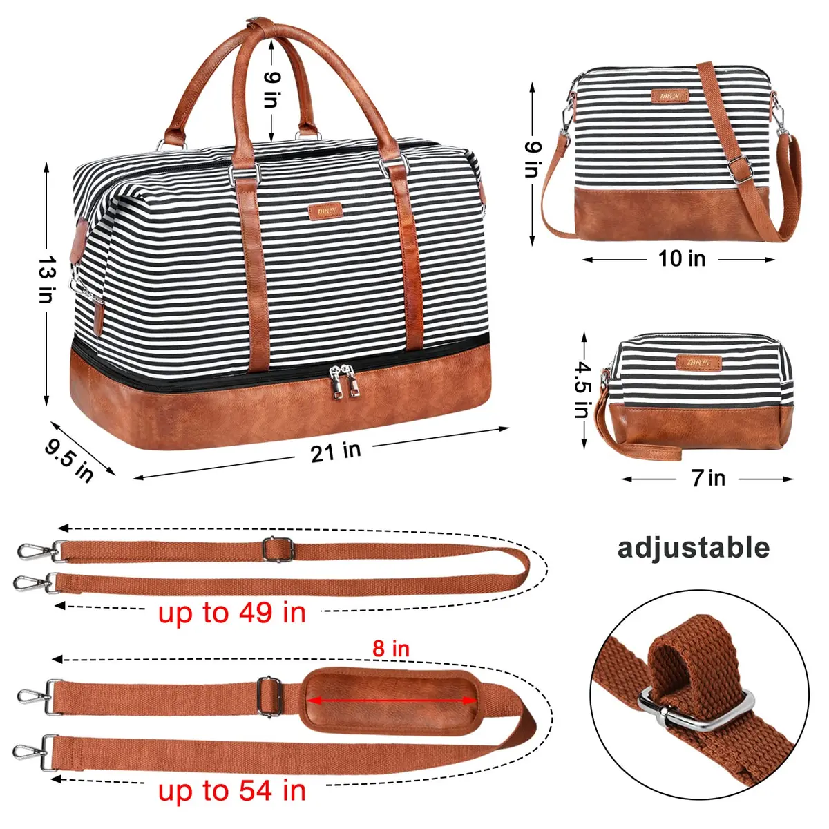 IBFUN Weekender Bags for Women, 21" Travel Duffle Bag with Shoe Compartment | Spacious, Waterproof & Lightweight - view 6