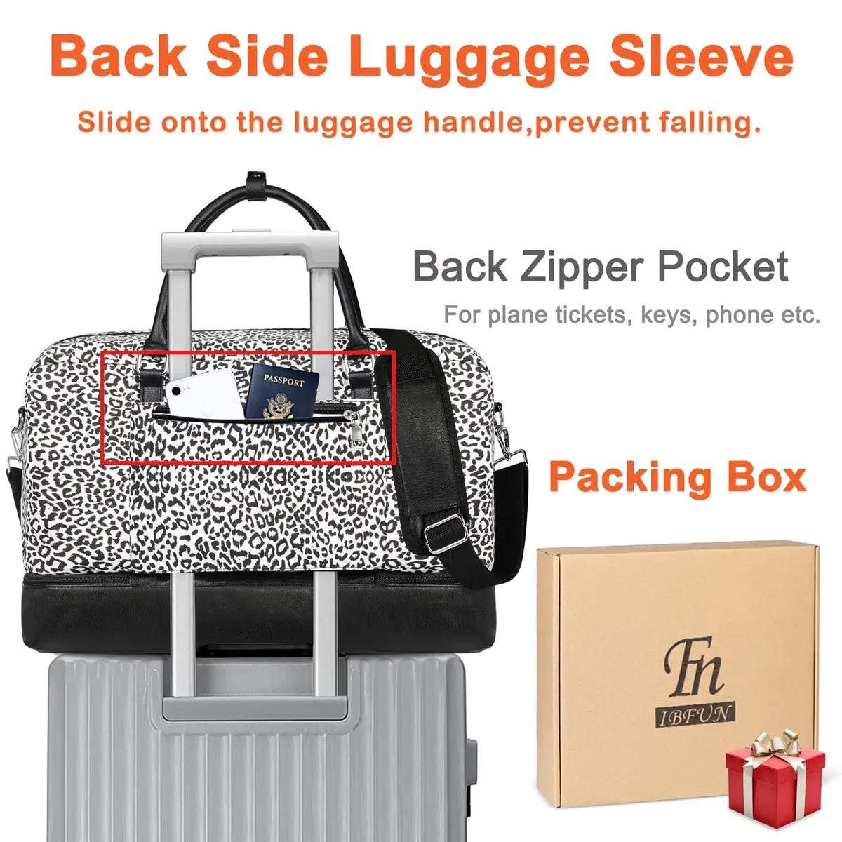 IBFUN Weekender Bags for Women, 21" Travel Duffle with Shoe Compartment | Large Capacity & Waterproof - view 5