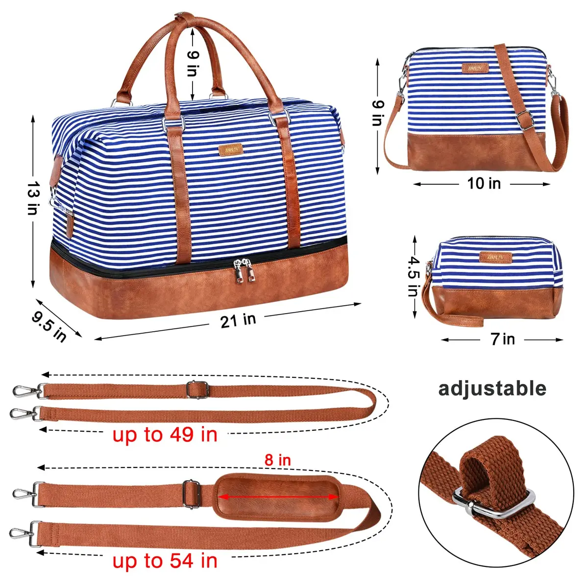 IBFUN Weekender Bags for Women, 21" Travel Duffle Bag with Shoe Compartment | Spacious, Waterproof & Adjustable - view 6