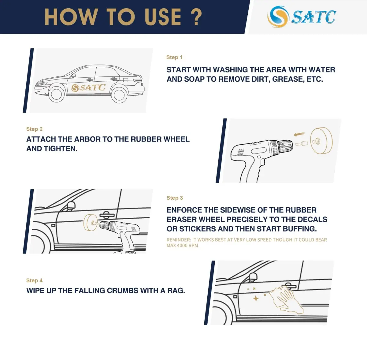S SATC Eraser Wheel 4 Inch (10.16 cm) Decal Remover with Adapter | Removes Stickers & Adhesives - view 5