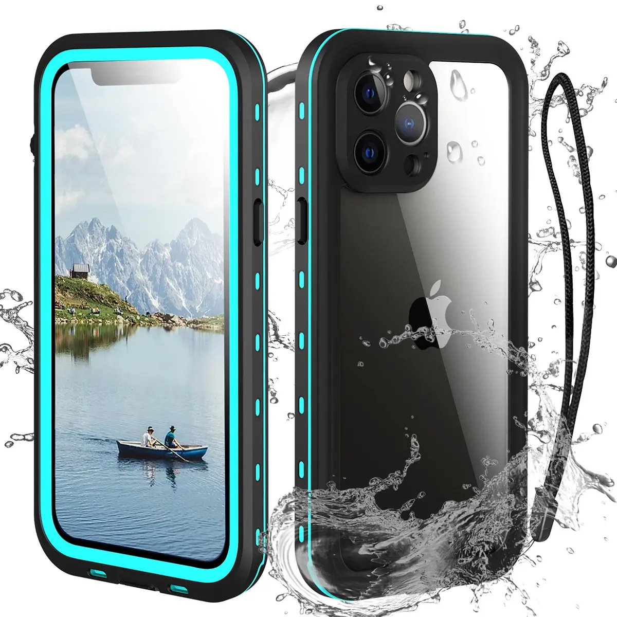 Transy Waterproof Phone Case for iPhone 13 Pro | IP68 Shockproof Dust-Proof with Built-in Screen Protector (Teal, 6.1 inches) - main product image
