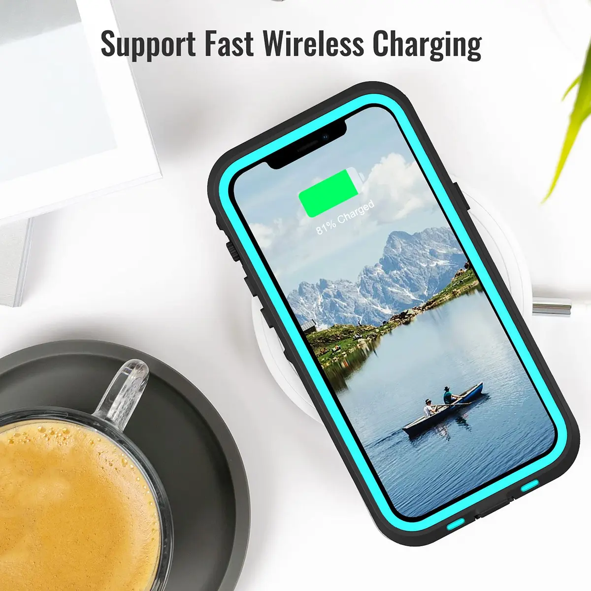 Transy Waterproof Phone Case for iPhone 13 Pro | IP68 Shockproof Dust-Proof with Built-in Screen Protector (Teal, 6.1 inches) - view 7