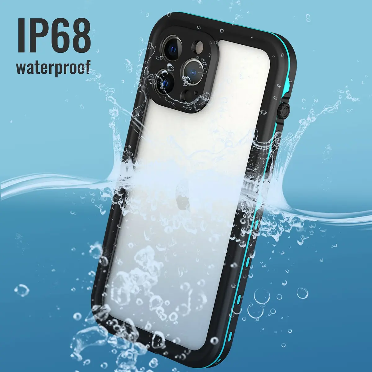 Transy Waterproof Phone Case for iPhone 13 Pro | IP68 Shockproof Dust-Proof with Built-in Screen Protector (Teal, 6.1 inches) - view 2