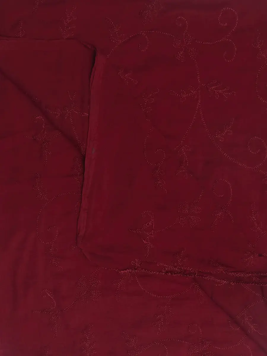 DUPATTA BAZAAR Women's Maroon Floral Embroidered Chiffon Dupatta 2.4m (8 ft) | Hand Wash Only - view 6