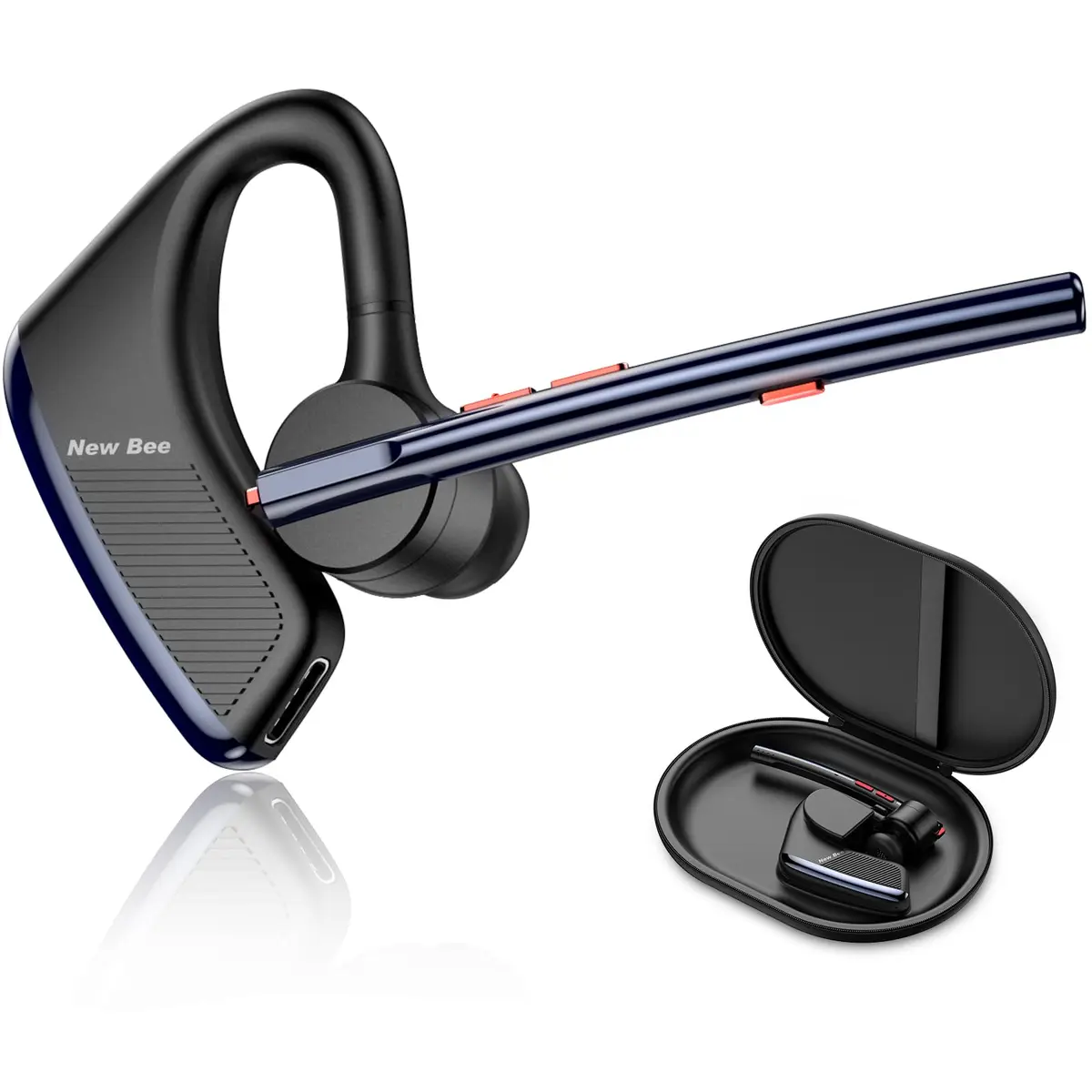 New Bee Bluetooth Headset M50 Wireless Earphone 24Hrs Talktime Blue | Noise Cancelling & Long Battery - main product image