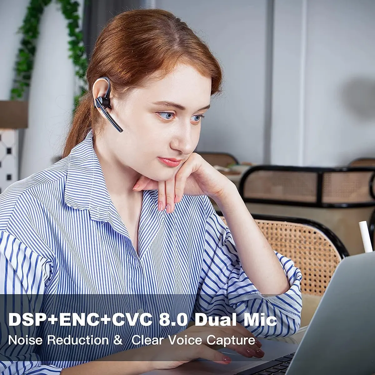 New Bee Bluetooth Headset M50 Wireless Earphone 24Hrs Talktime Blue | Noise Cancelling & Long Battery - view 2