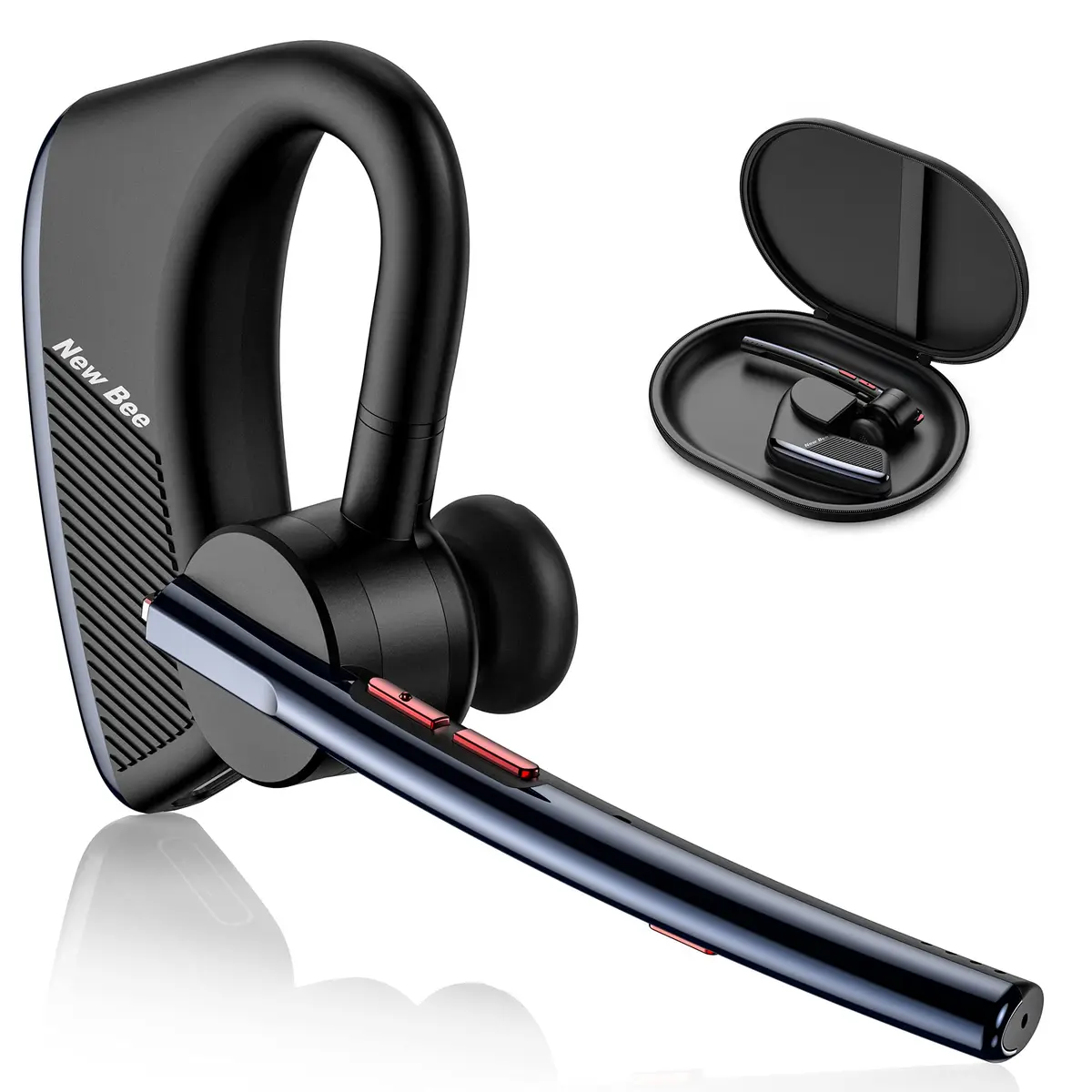 New Bee Bluetooth Headset M50 Wireless Earphone 24Hrs Talktime Blue | Noise Cancelling & Long Battery - view 4