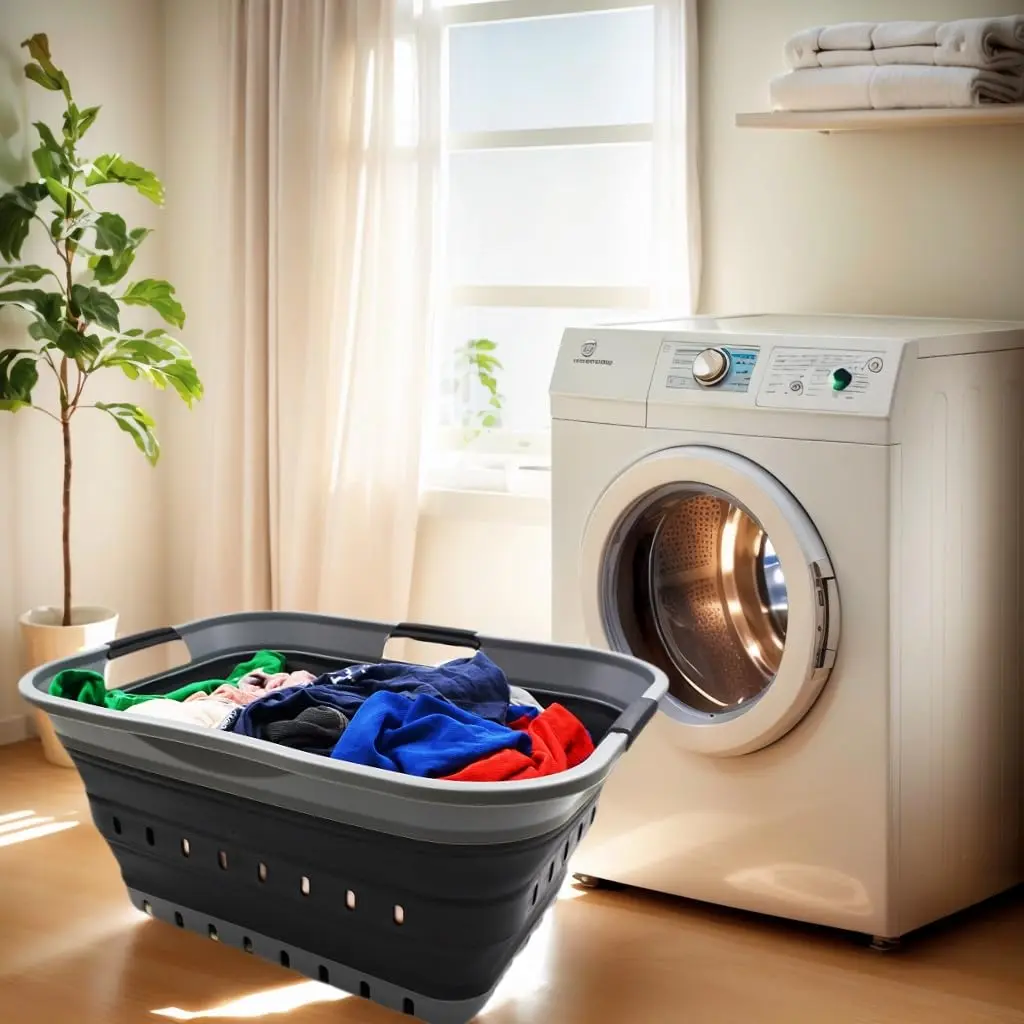 SAMMART 42L Collapsible Laundry Basket | Space Saving Foldable Storage (70-120c) - view 3