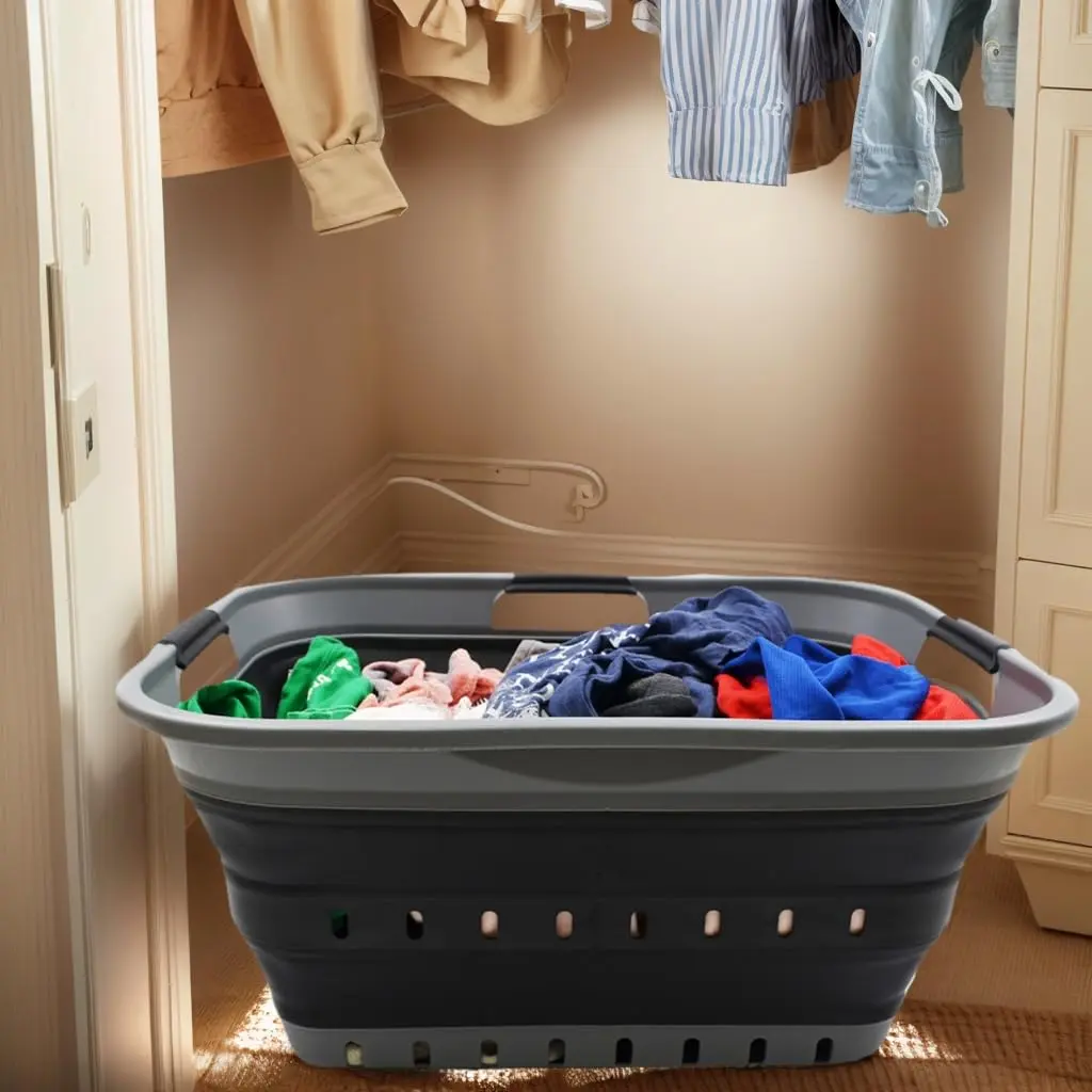 SAMMART 42L Collapsible Laundry Basket | Space Saving Foldable Storage (70-120c) - view 4