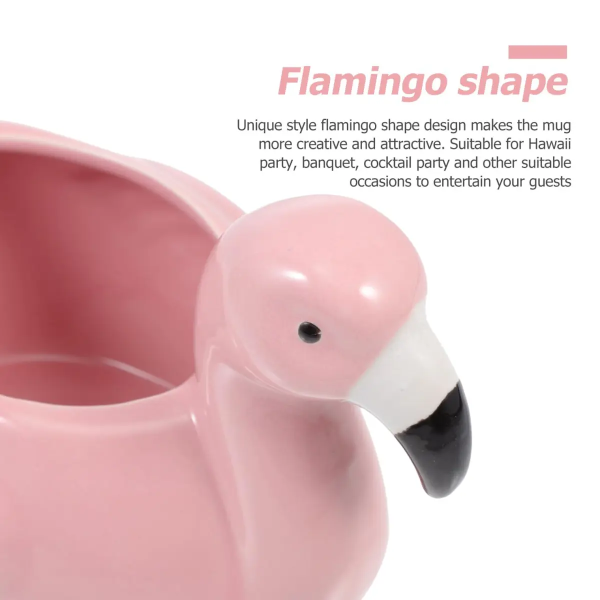 IMIKEYA Ceramic Flamingo Tiki Mug 10.5cm (4.13in) | Unique Hawaiian Party Drinkware - view 6