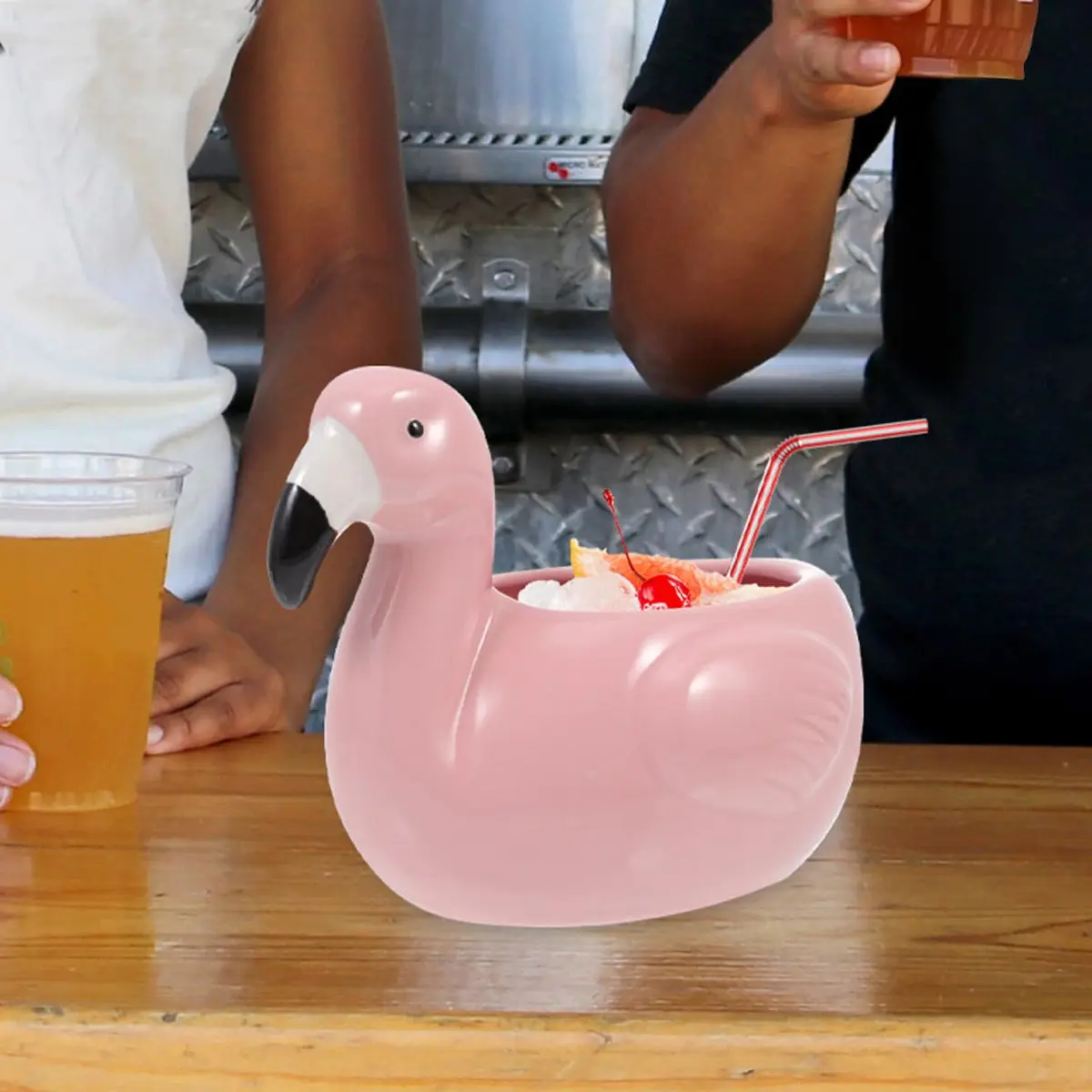 IMIKEYA Ceramic Flamingo Tiki Mug 10.5cm (4.13in) | Unique Hawaiian Party Drinkware - view 8