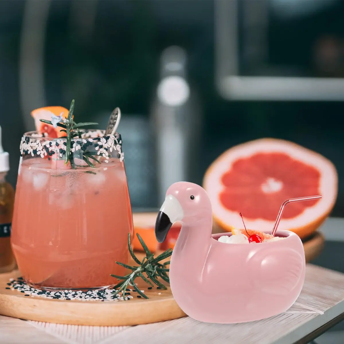 IMIKEYA Ceramic Flamingo Tiki Mug 10.5cm (4.13in) | Unique Hawaiian Party Drinkware - view 2