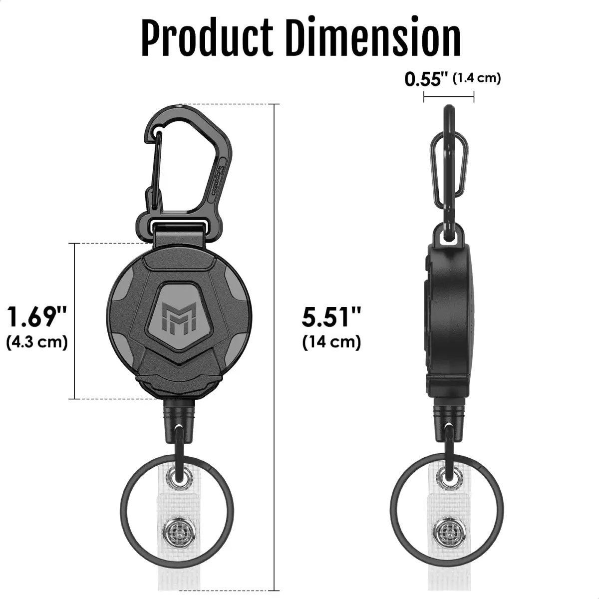 MNGARISTA Heavy Duty Retractable Badge Holder with Carabiner & 31.5” Steel Cord | Secure Key & ID Access - view 5