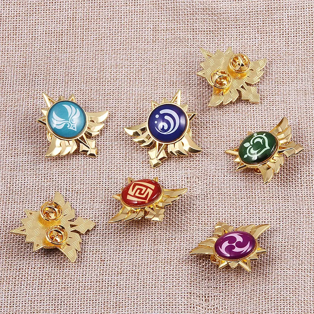 SONGCHANGJEWELRY Vision Brooch Pins (Anemo) | Unisex Zinc Brooch with Gold Stone, Glossy Finish - view 3
