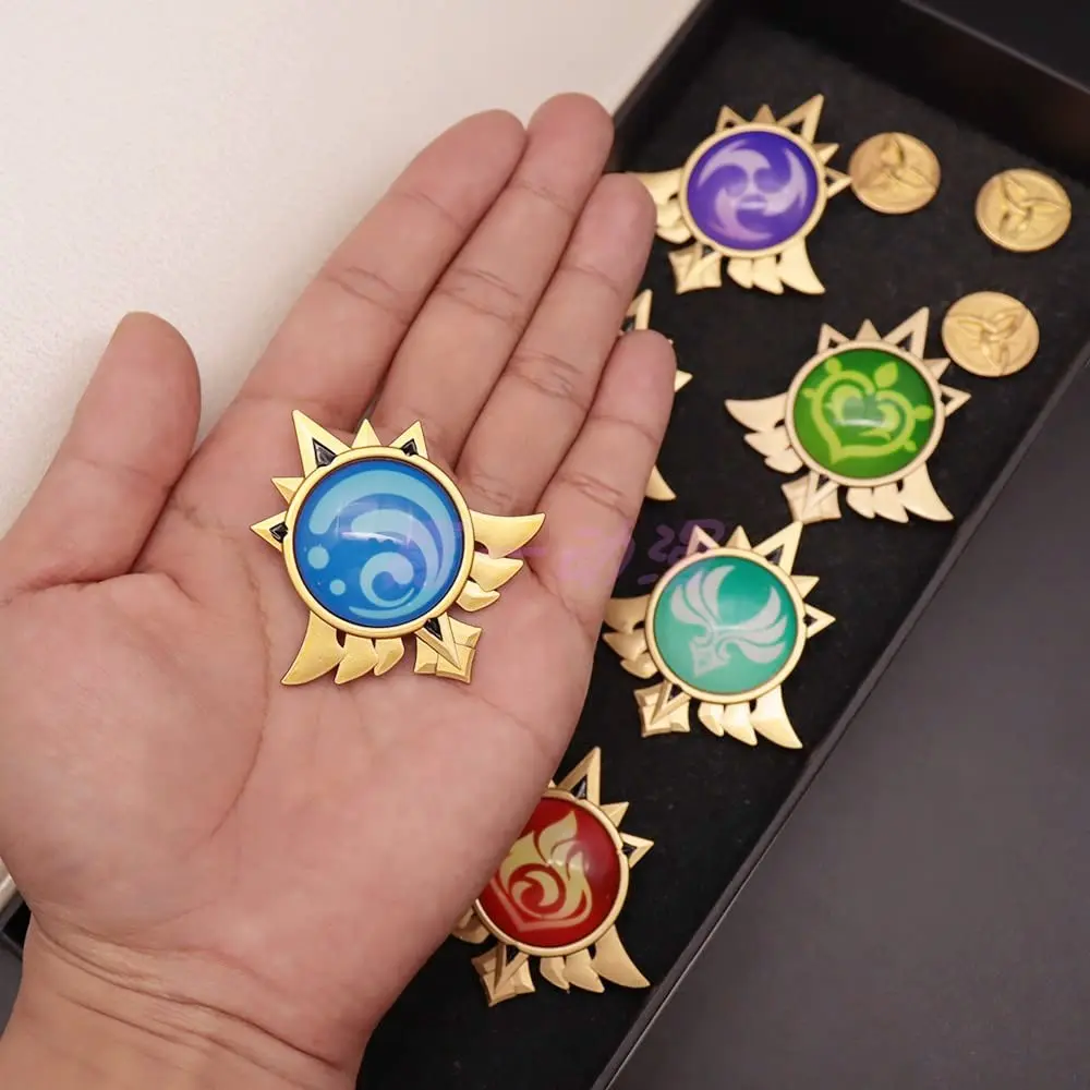 SONGCHANGJEWELRY Vision Brooch Pins (Anemo) | Unisex Zinc Brooch with Gold Stone, Glossy Finish - view 4