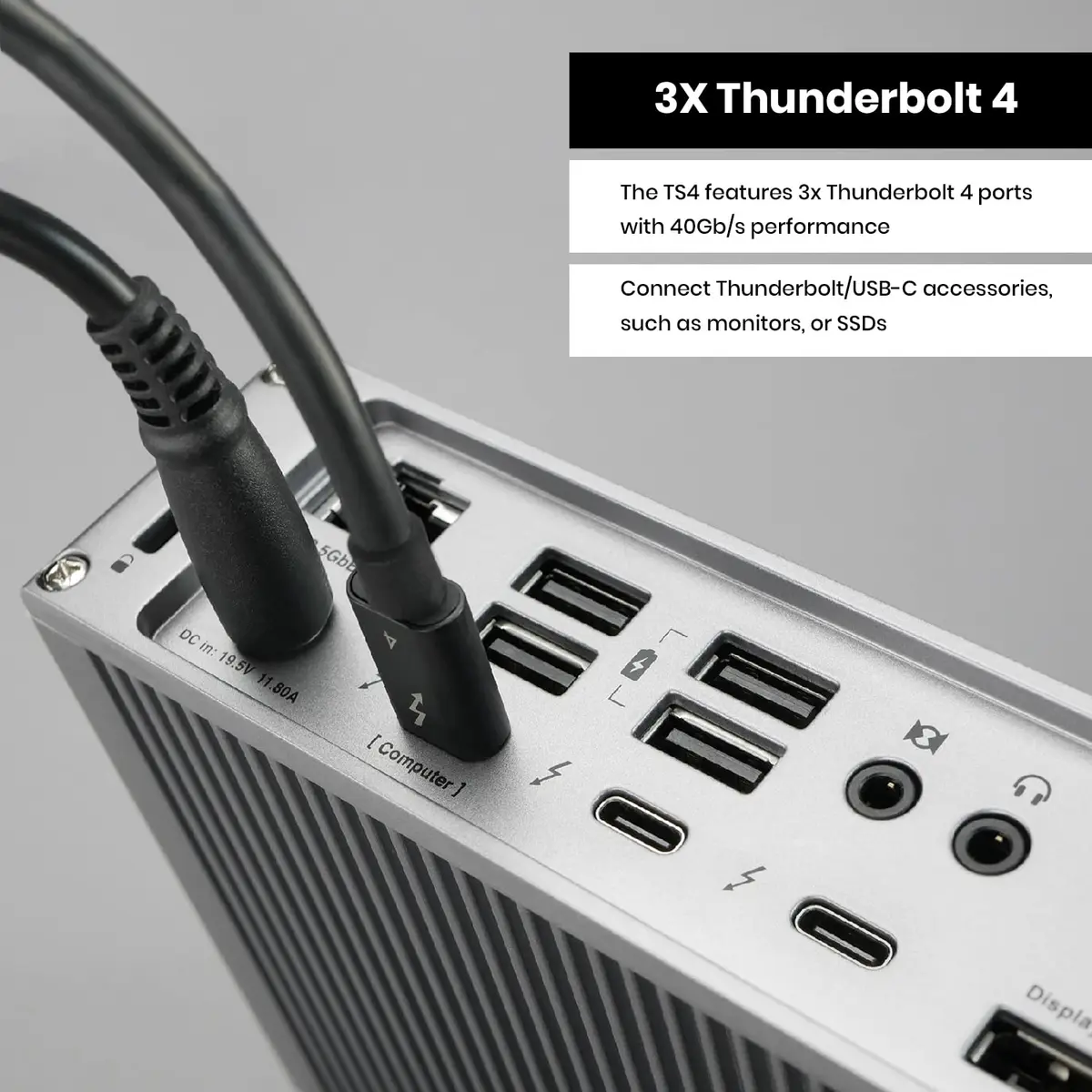 CalDigit TS4 Thunderbolt 4 Dock 18 Ports | 98W Charging, Dual 6K Displays, 2.5GbE LAN, Space Gray, 0.8m Certified Cable - view 8