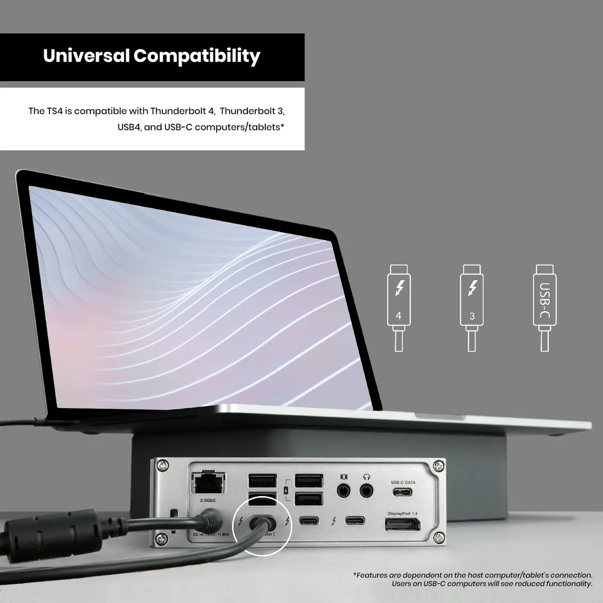 CalDigit TS4 Thunderbolt 4 Dock 18 Ports | 98W Charging, Dual 6K Displays, 2.5GbE LAN, Space Gray, 0.8m Certified Cable - view 9